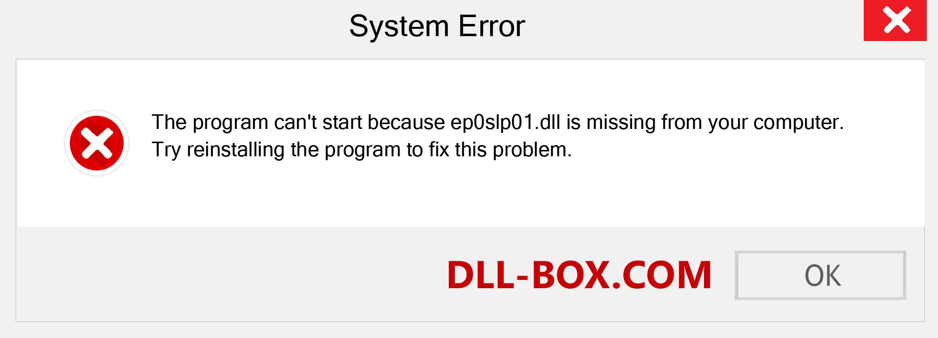  ep0slp01.dll file is missing?. Download for Windows 7, 8, 10 - Fix  ep0slp01 dll Missing Error on Windows, photos, images