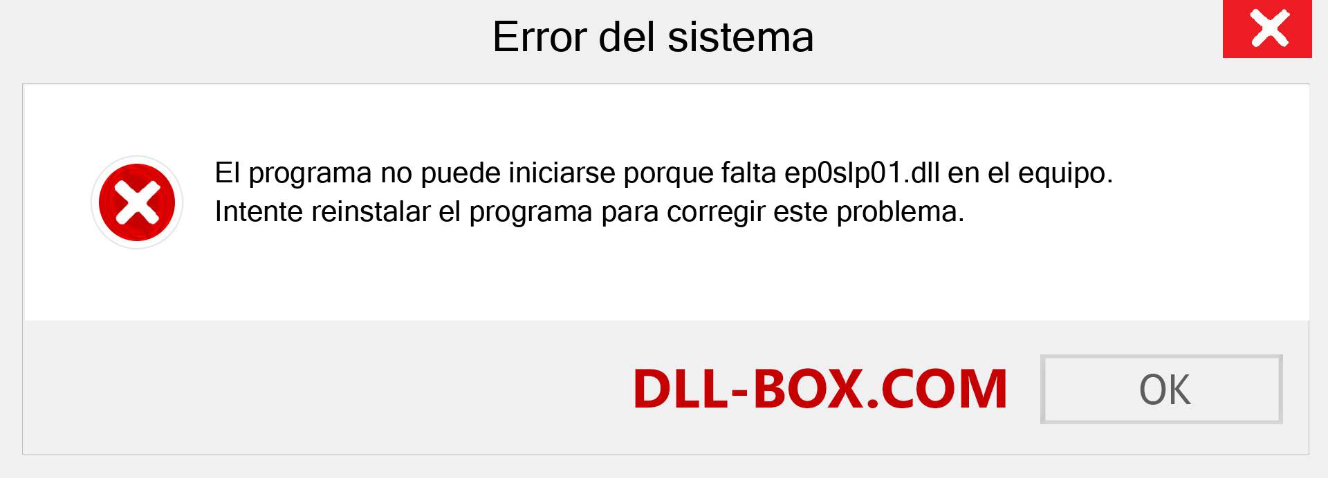 ¿Falta el archivo ep0slp01.dll ?. Descargar para Windows 7, 8, 10 - Corregir ep0slp01 dll Missing Error en Windows, fotos, imágenes